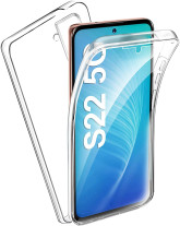 Луксозен ултра тънък Поли-Карбонов комплект предна и задна част със силиконова ТПУ рамка 360° Body Guard за Samsung Galaxy S22 5G S901  кристално прозрачен 